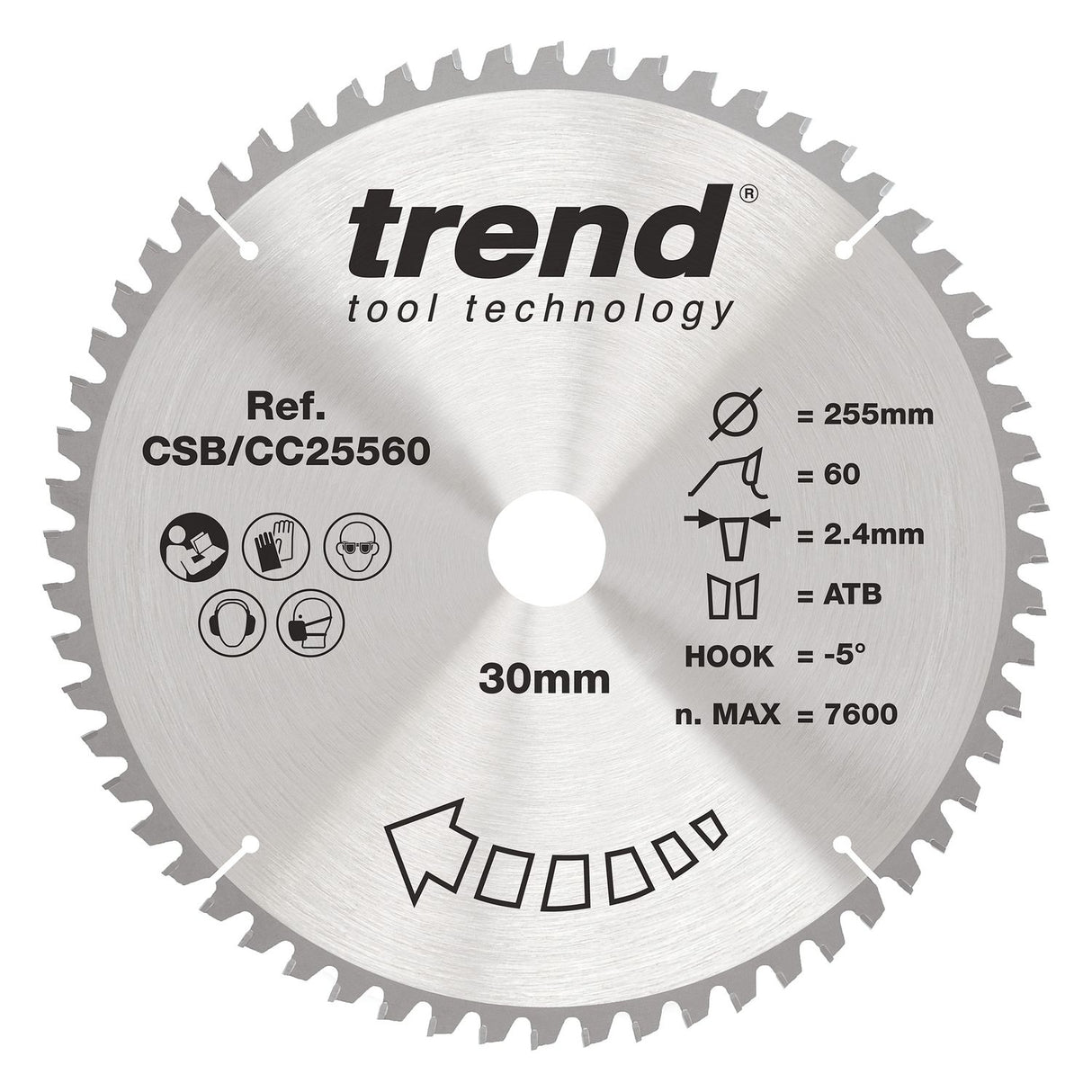Wood Mitre Saw Blade 255mm x 30mm x 60T