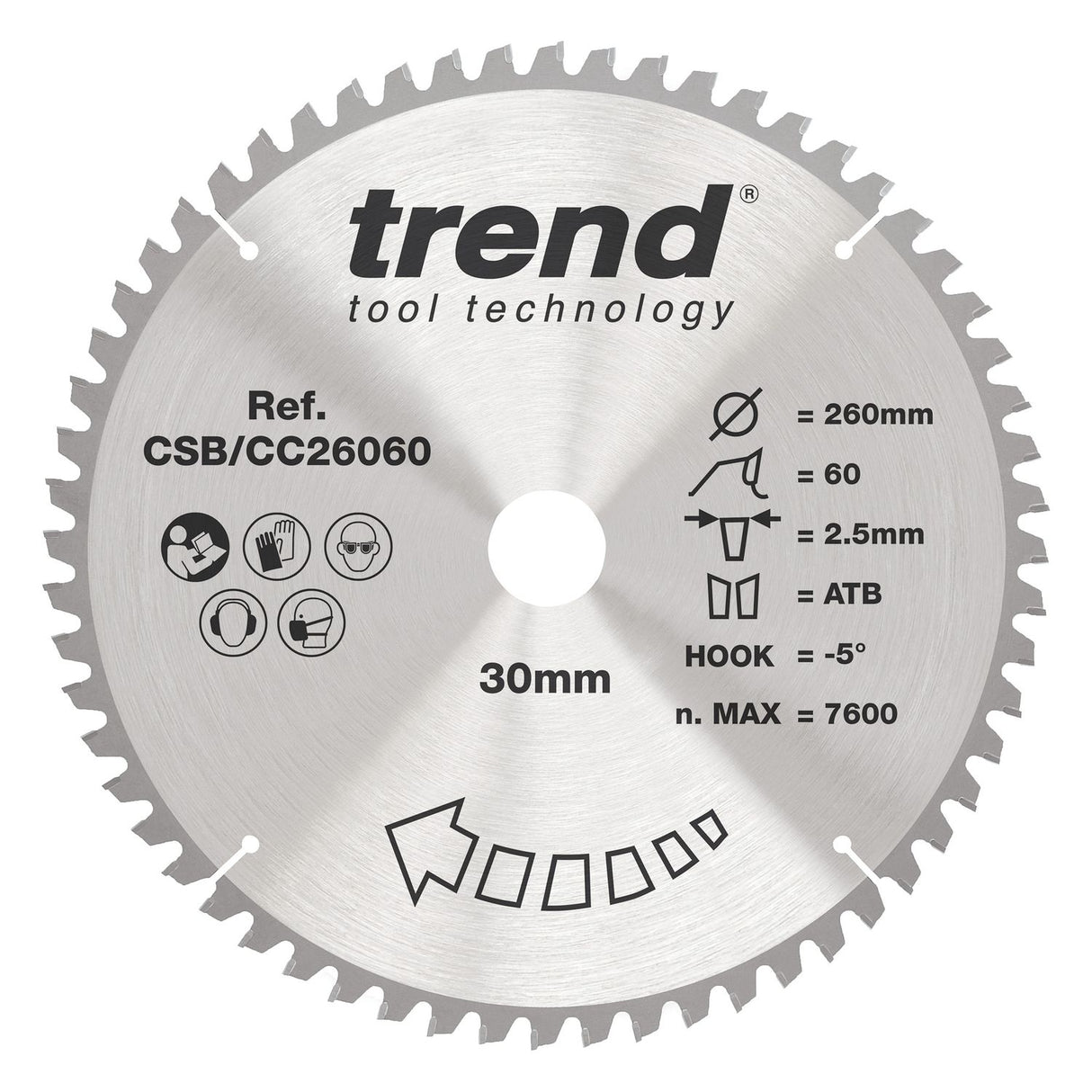 Wood Mitre Saw Blade 260mm x 30mm x 60T
