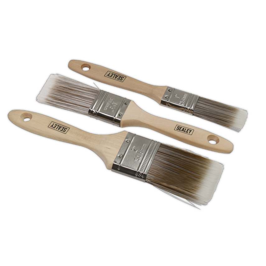 Wooden Handle Paint Brush Set 3 Piece