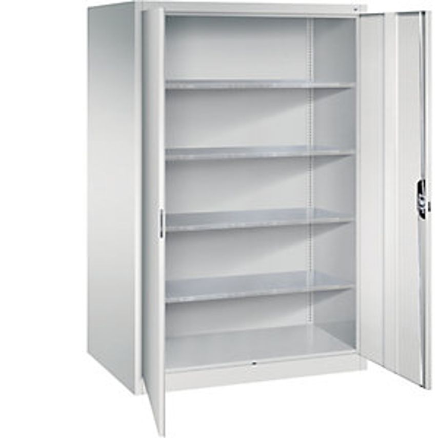 Workshop Double Door Cupboard, HxWxD 1950 X 1200 X 800mm, Light Grey/Light Grey