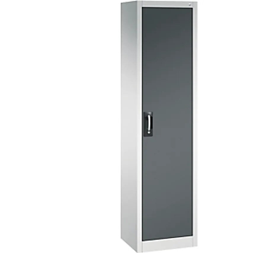 Workshop Double Door Cupboard, HxWxD 1950 X 502 X 400mm, Light Grey/Charcoal