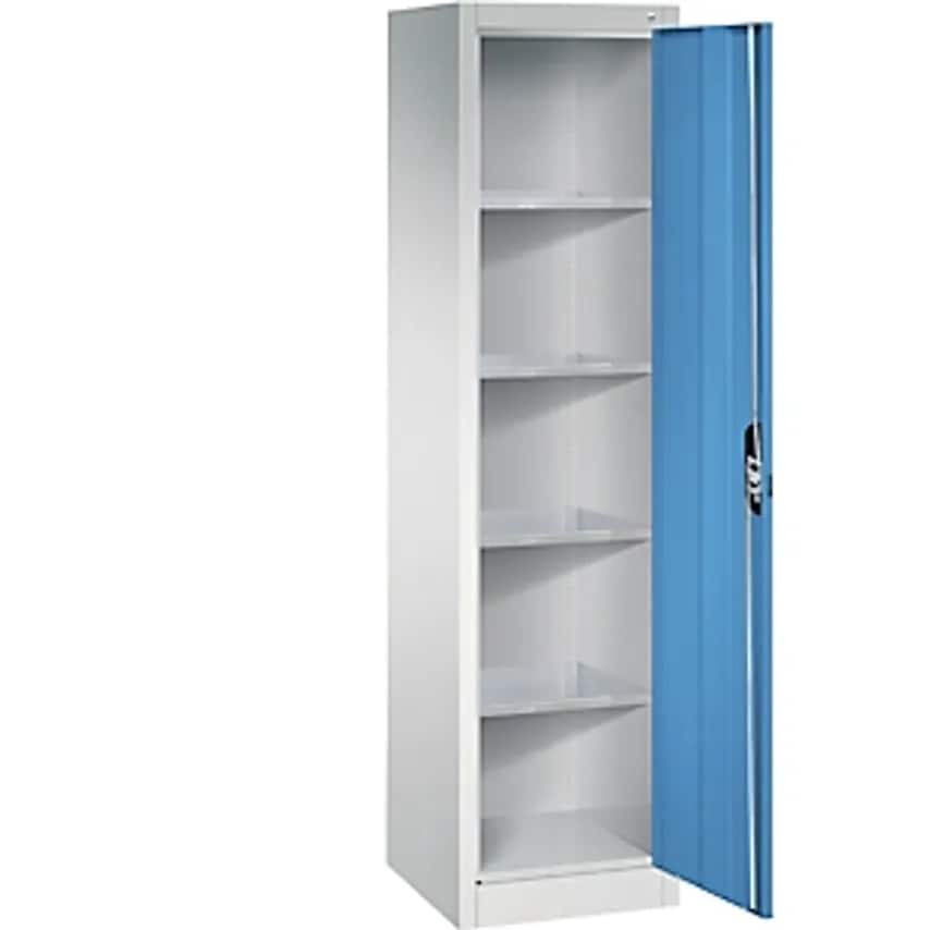 Workshop Double Door Cupboard, HxWxD 1950 X 502 X 500mm, Light Grey/Light Blue