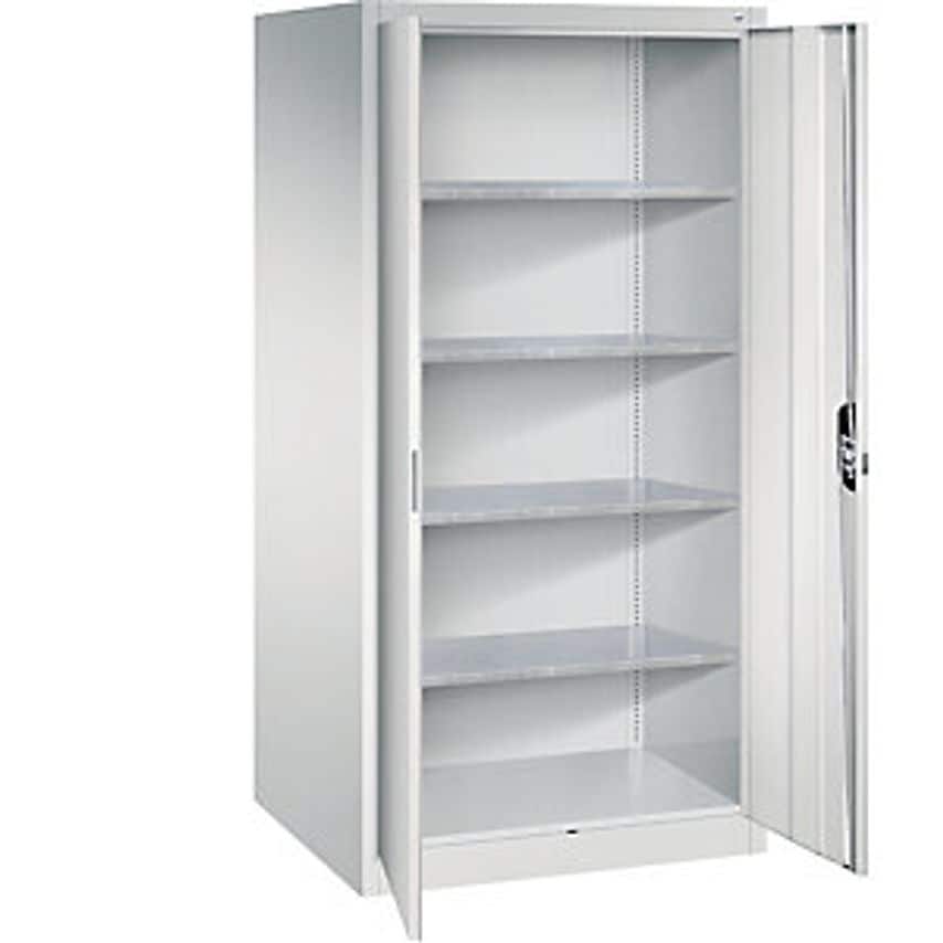 Workshop Double Door Cupboard, HxWxD 1950 X 930 X 800mm, Light Grey/Light Grey