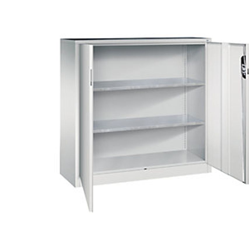 Workshop Side Cupboard With Hinged Doors, HxWxD 1200 X 1200 X 400mm, Light Grey/Light Grey