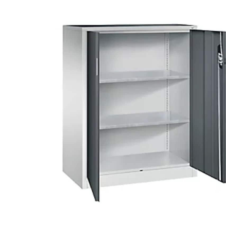 Workshop Side Cupboard With Hinged Doors, HxWxD 1200 X 930 X 500mm, Light Grey/Charcoal