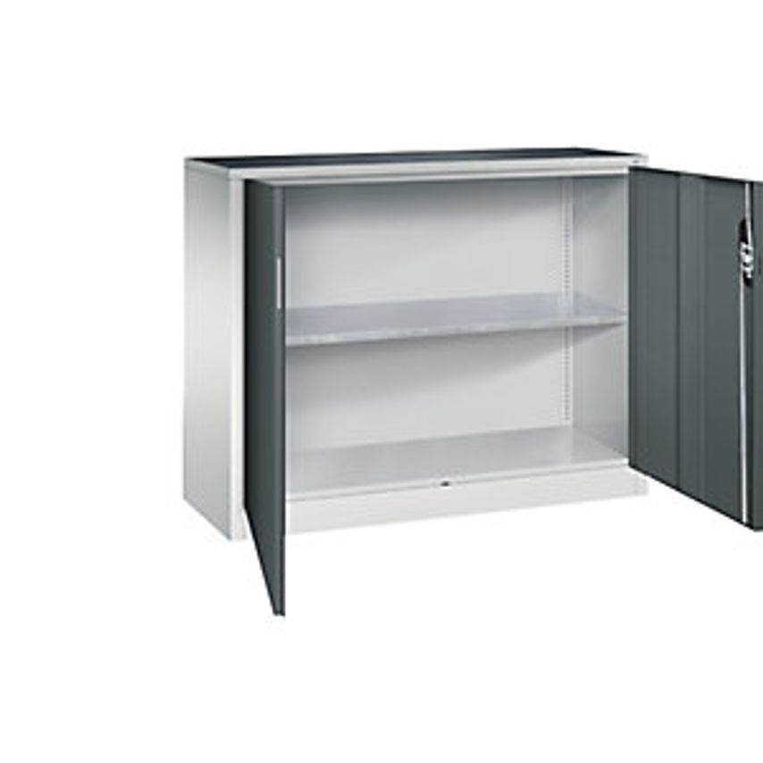 Workshop Side Cupboard With Hinged Doors, Width X Depth 1200 X 400mm, Light Grey/Charcoal