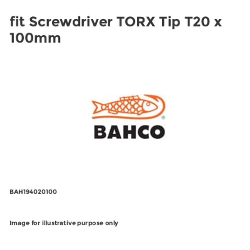 fit Screwdriver TORX Tip T20 x 100mm BAH194020100